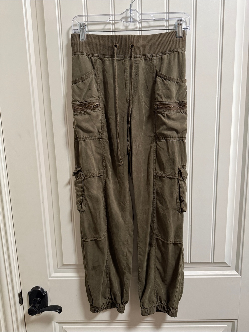 XCVI Olive Green Cargo Jogger Pants